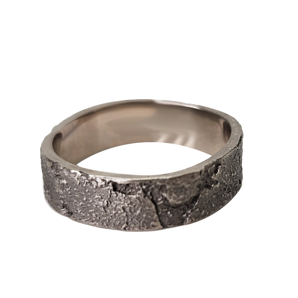Mens Band Square Shank + 14K White Gold