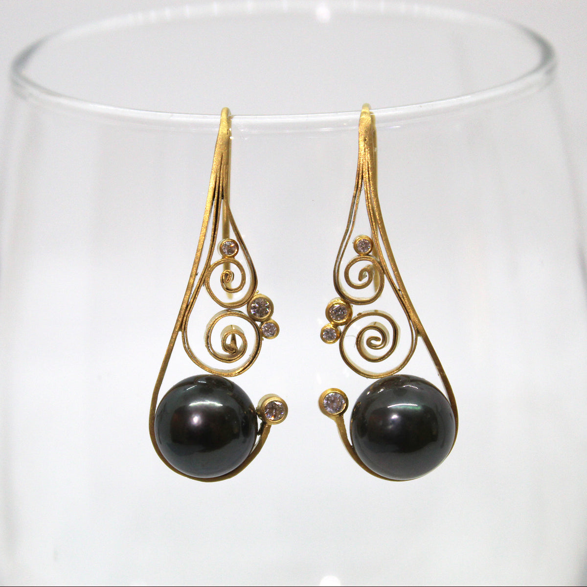 Tahitian Pearl + Gold Earrings