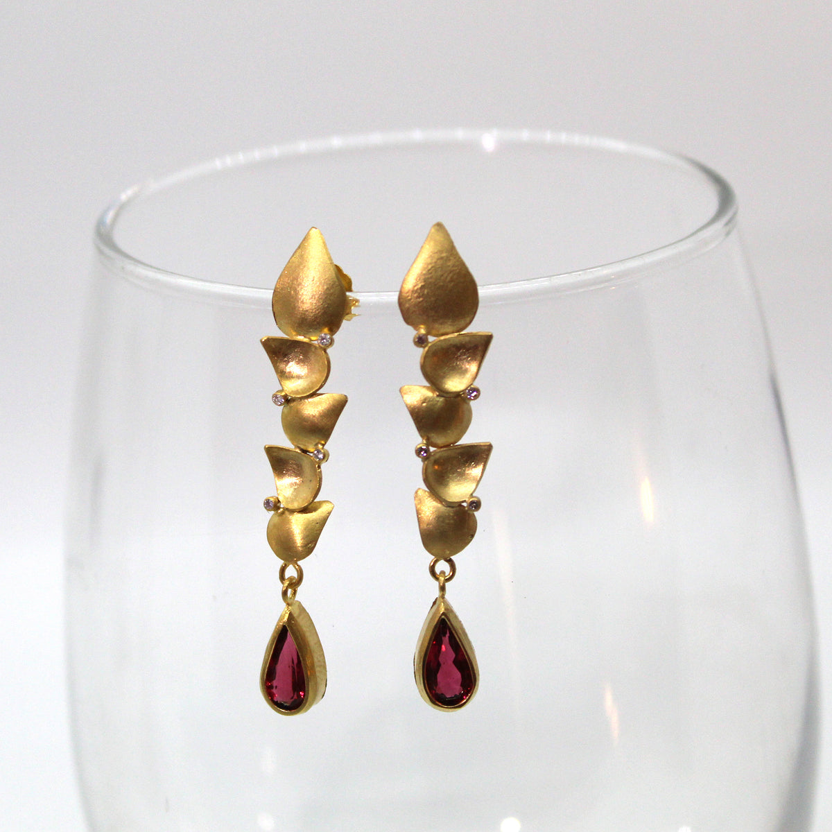 Rubellite + Diamond Earrings