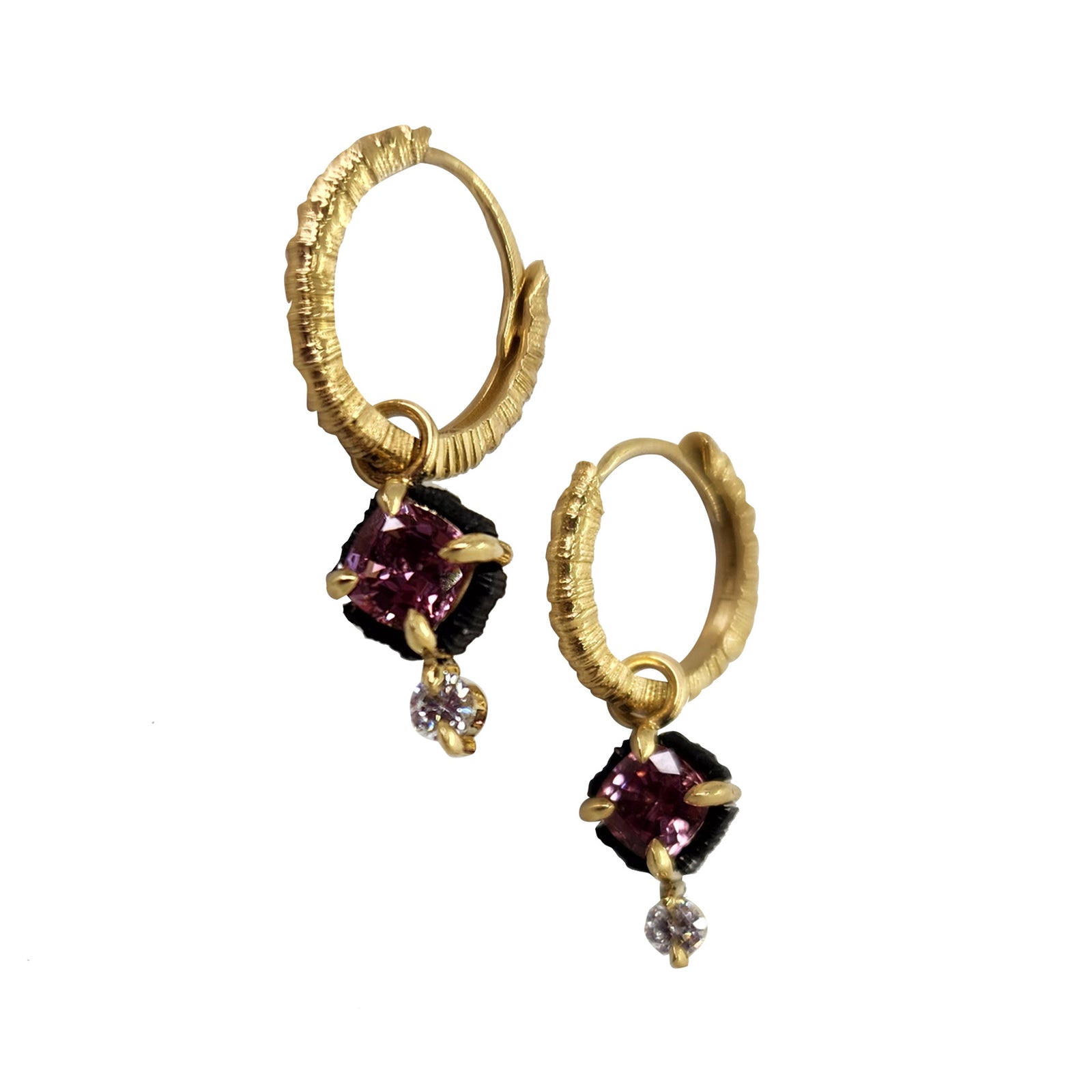 Chroma Gold Hoops + Double Stone Dangle