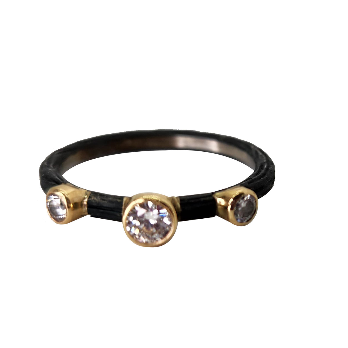 Pebble Satcking Ring + 3 White Diamonds