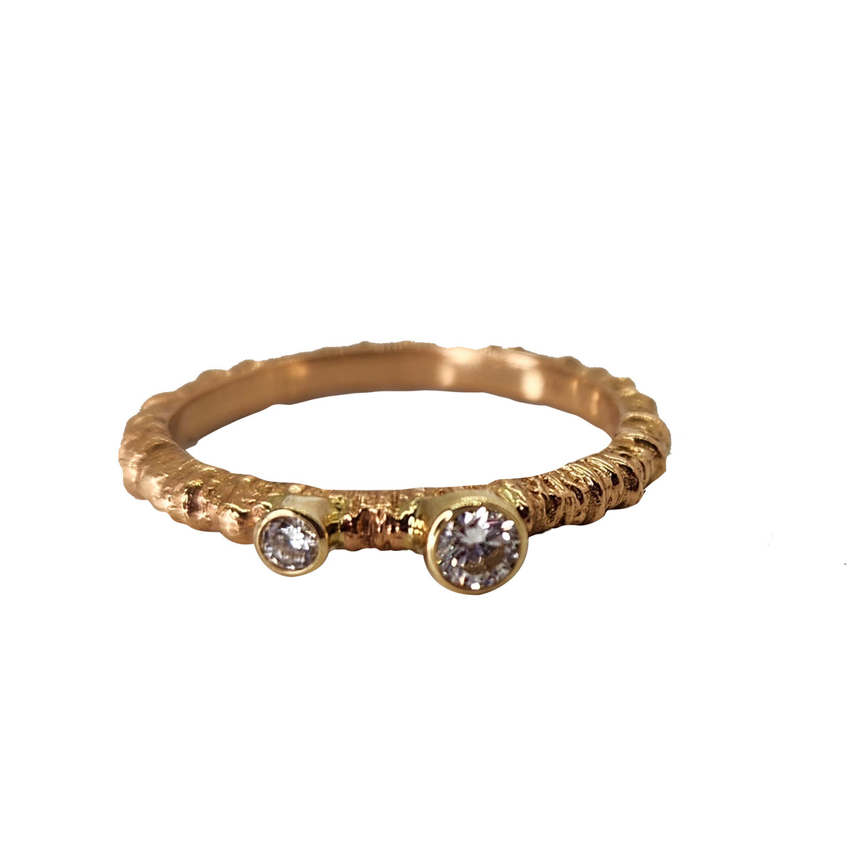 Rose Gold Aspen Stacking Ring + 2 Diamonds
