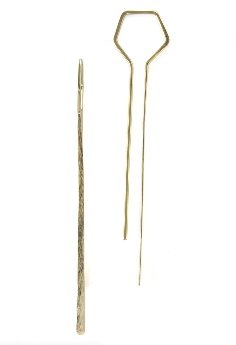 Long + Hexagon Earrings (Yellow Gold)