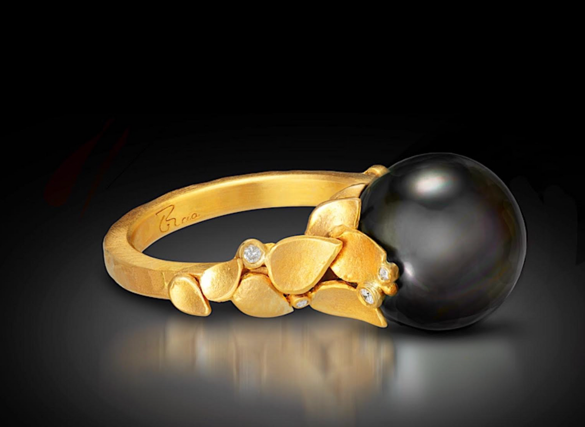 Tahitian Pearl + Diamond Ring