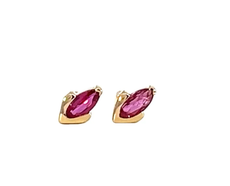 Marquis Stud Earrings + Ruby