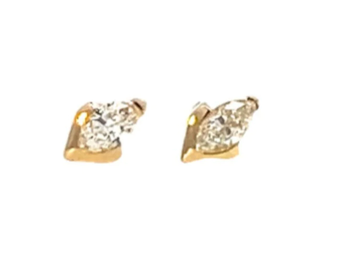 Marquise Stud Earrings + Diamonds