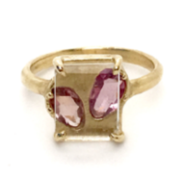Pink Sapphire + Rock Crystal Ring