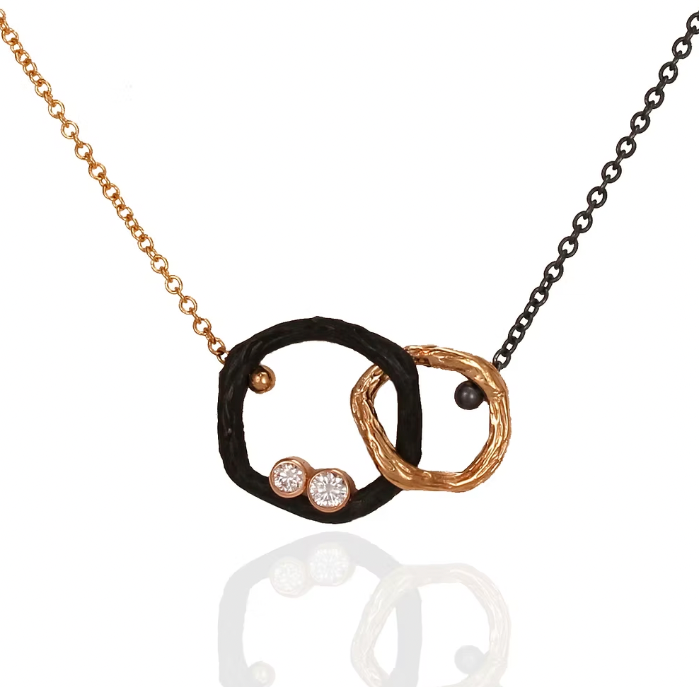 Pebble Small Diamond Double Link + Necklace