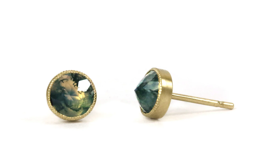 Round Moss Agate + Juicy Studs
