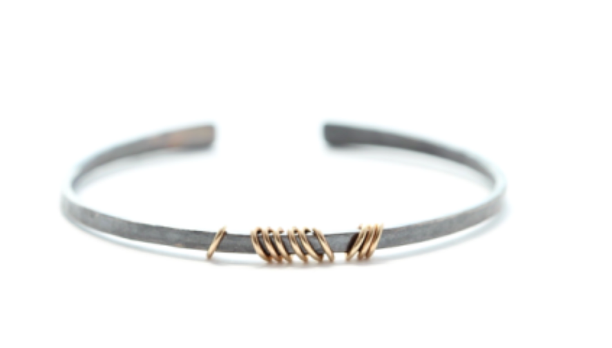 Oxidized Sliver + Gold Bangle