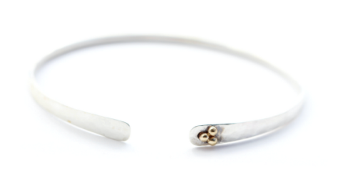 Silver + 3 Dot Gold Bangle