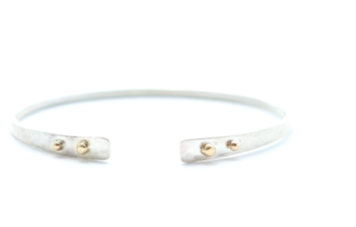 Silver + 4 Gold Ball Bangle