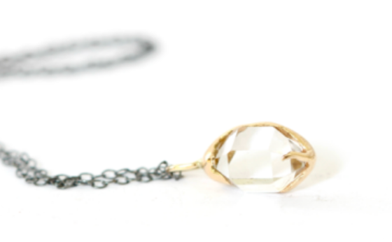 Herkimer Diamond + Oxidized Silver Necklace