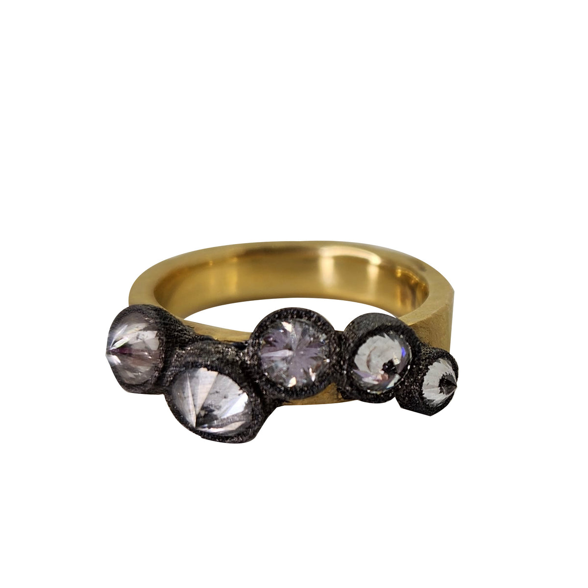 Flat Hammered Ring + Inverted Diamonds