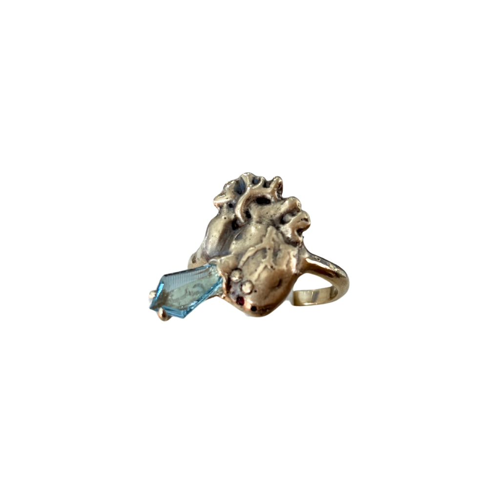 Aquamarine + Heart Ring