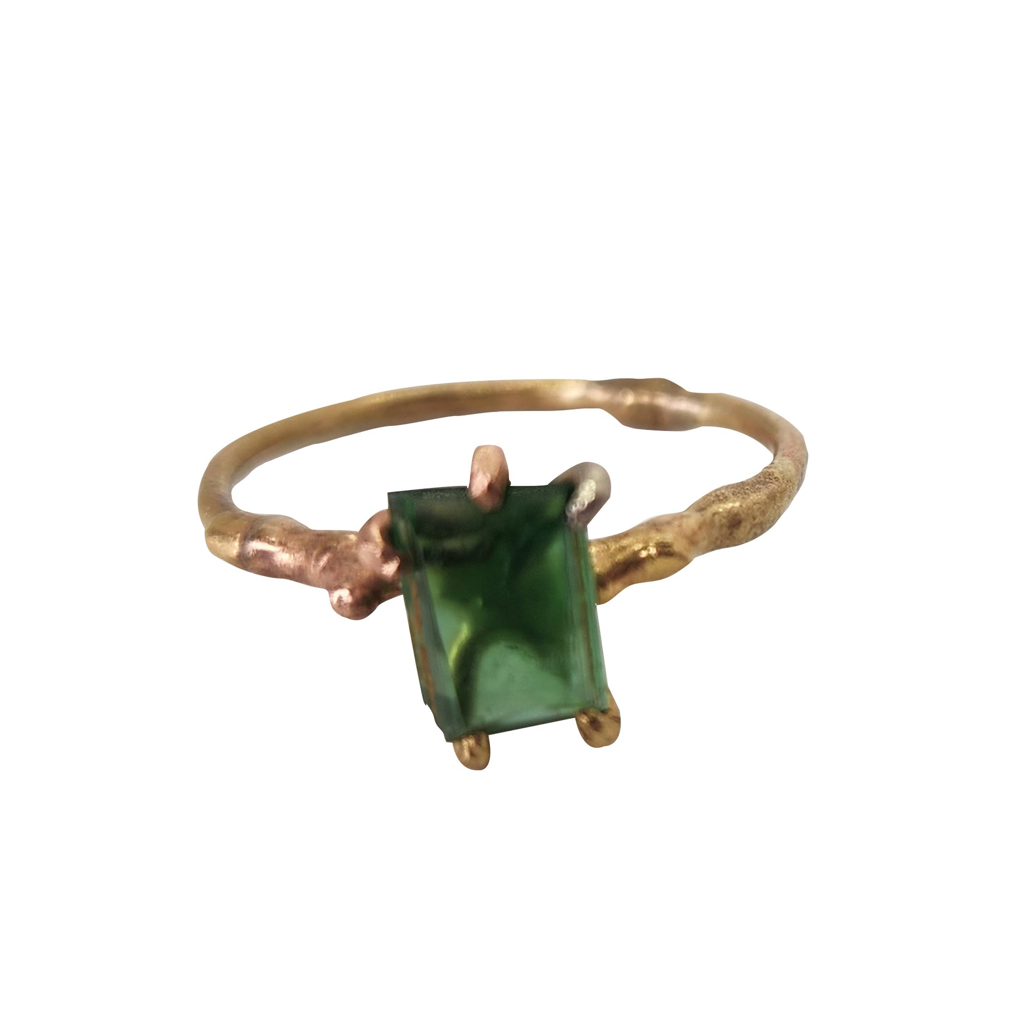Green Tourmaline + Gold Ring
