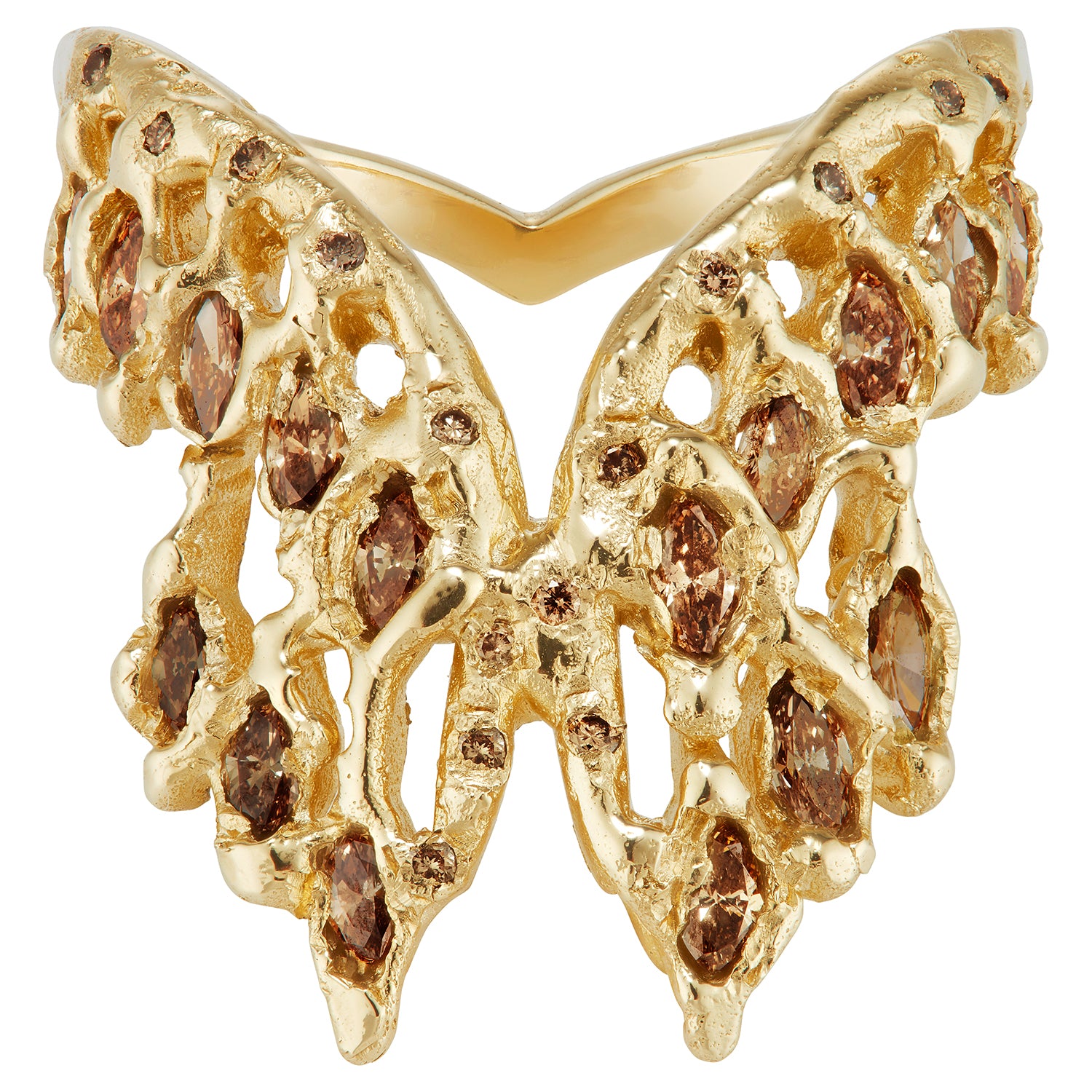 OOAK Champagne Diamond Scatter Crown + V-Shape Band