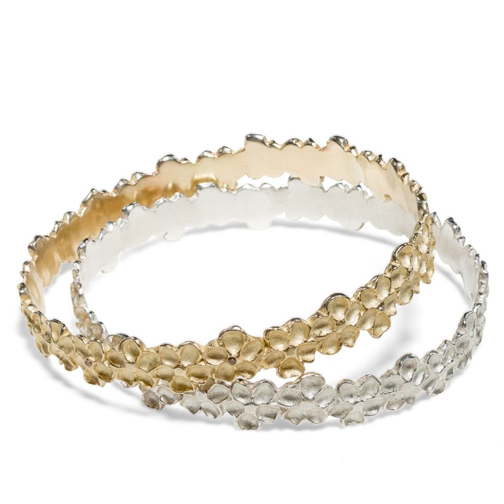Flower Bangle +18k Gold with Cognac Diamonds + Small