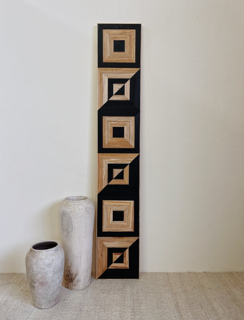 Black + Tan Wood Wall Hanging