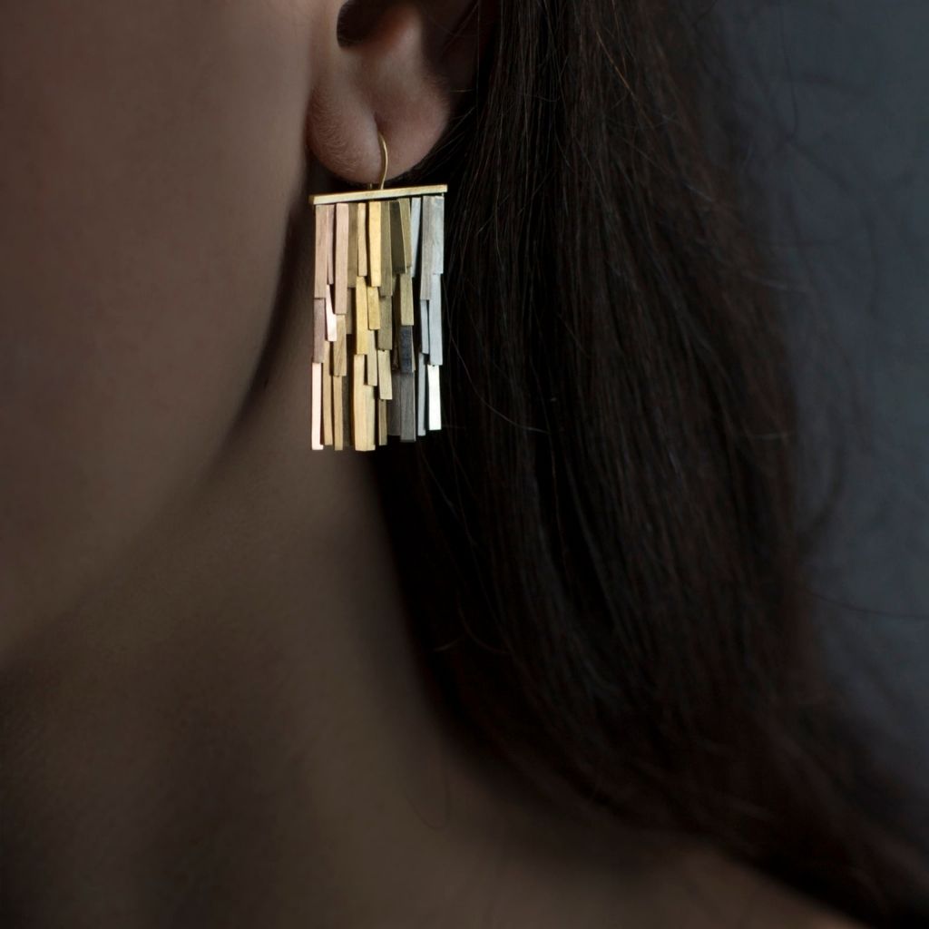 Rainbow Gold Rainfall Earrings + Large