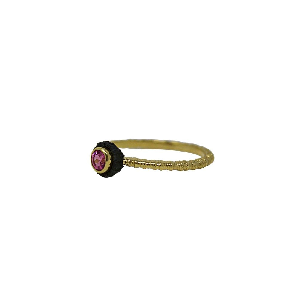 Chroma Single Stone Ring + Peach Spinel