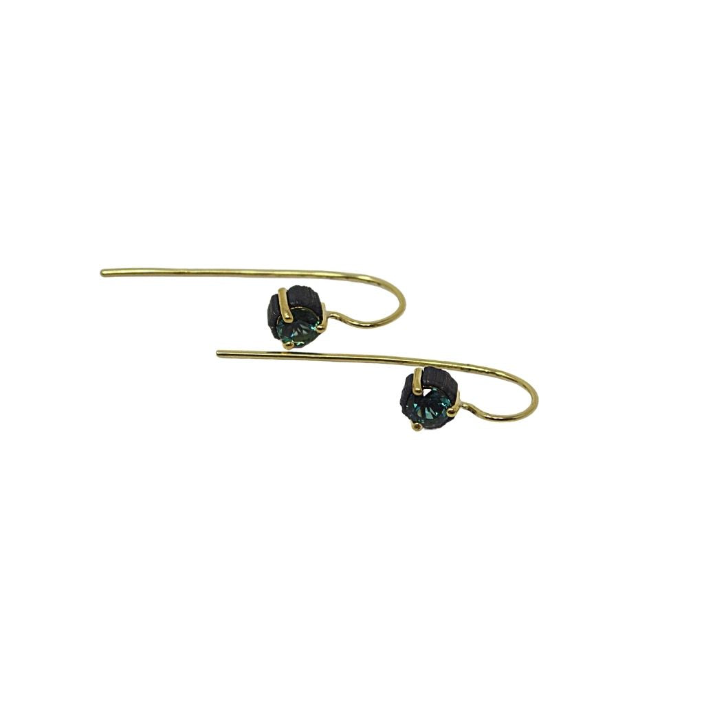 Chroma Long Wire Earrings + Green Tourmaline