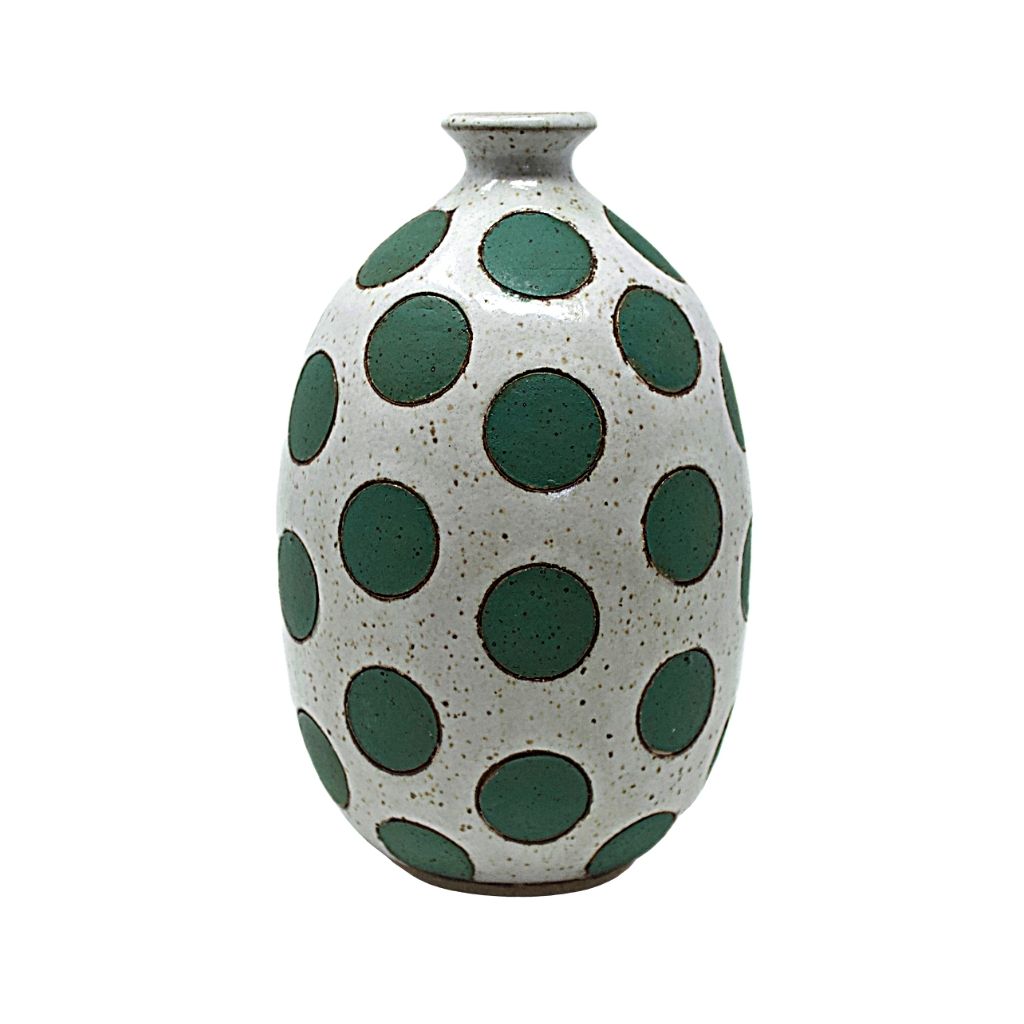 Green + Polka Dot Vase