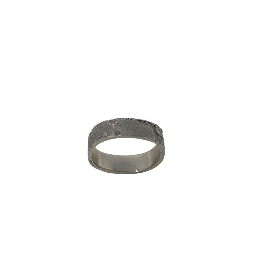 Mens Band Square Shank + 14K White Gold