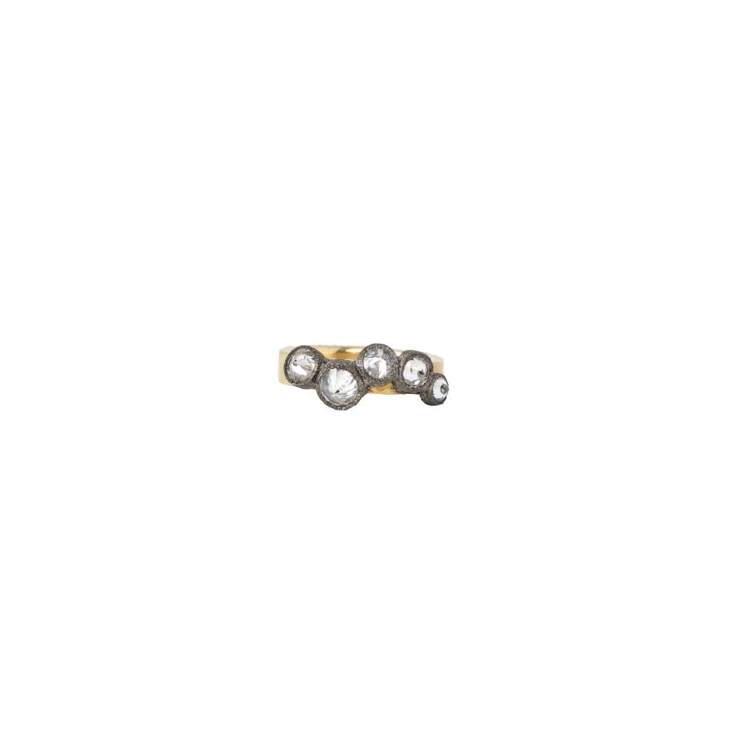 Flat Hammered Ring + Inverted Diamonds