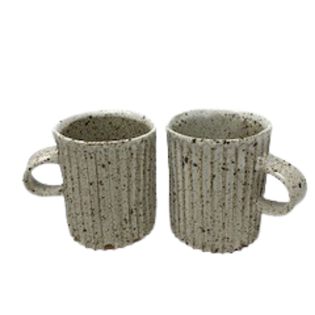 Handmade Ceramic Column Mug + Spotty White