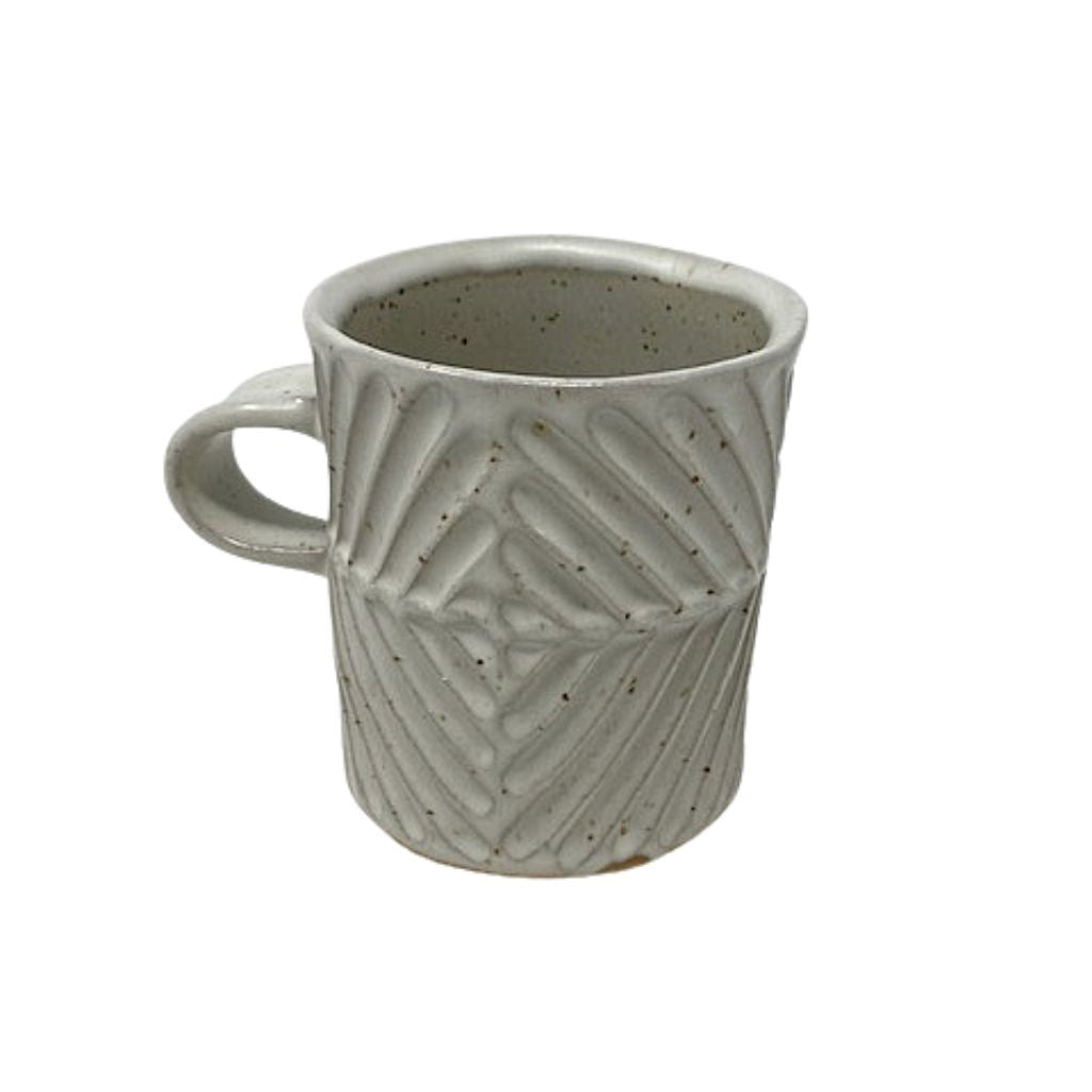 Handmade Ceramic Diamod Pattern Mug + White
