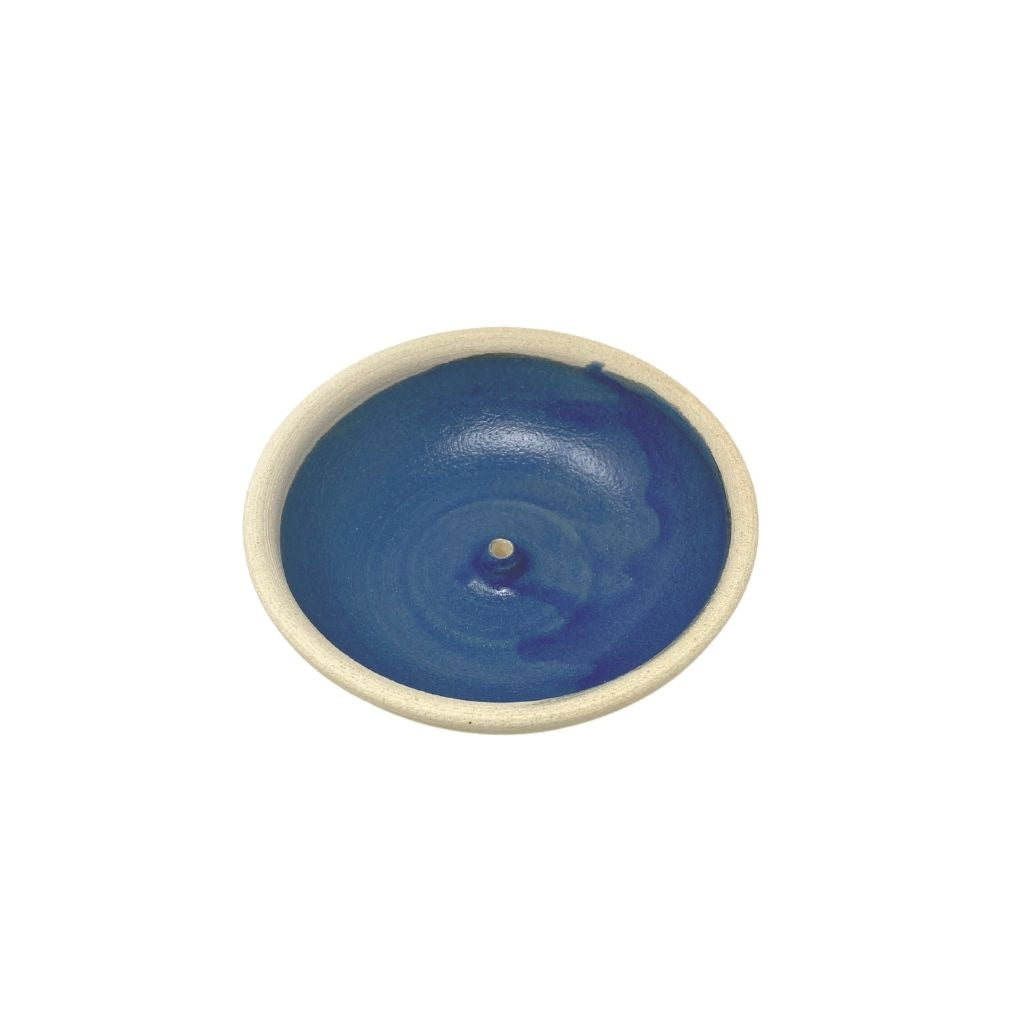 Stoneware Incense Holder + Blue