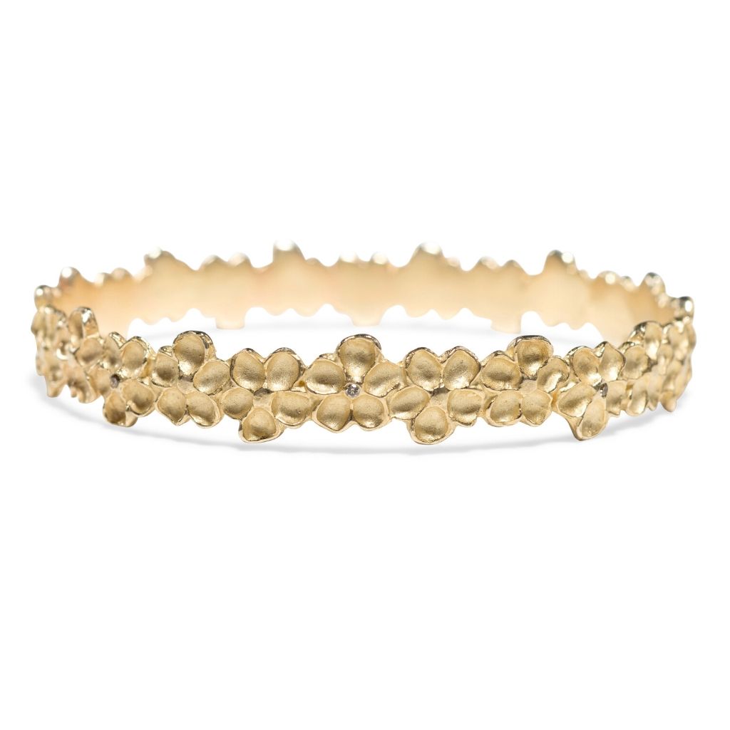 Flower Bangle +18k Gold with Cognac Diamonds + Small