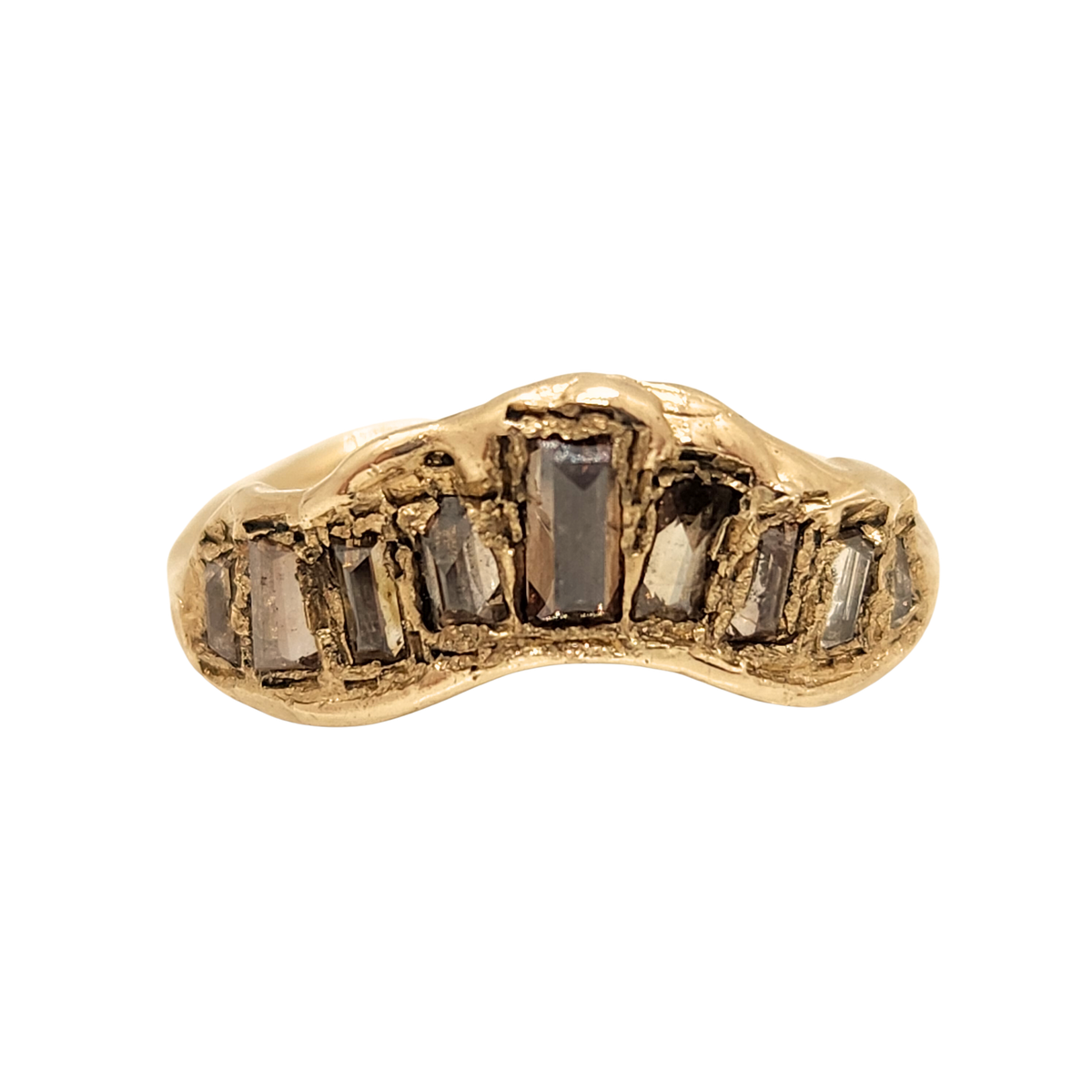 Chocolate Baguette Diamond + V-Shape Ring