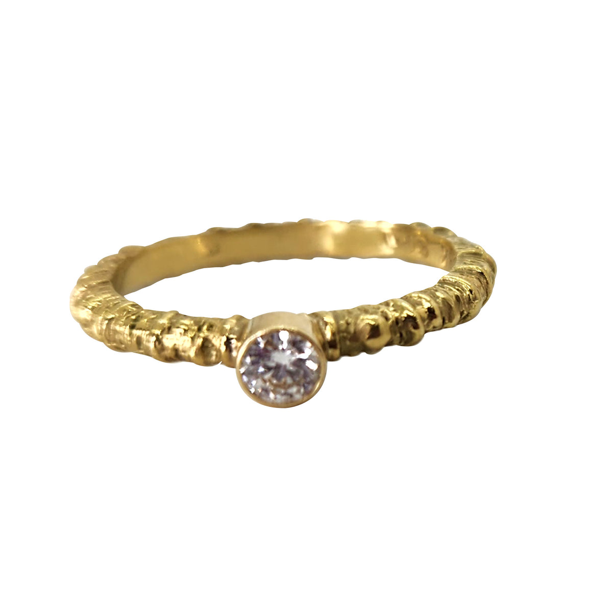 Aspen Stacking Ring + White Diamond + 18k Yellow Gold