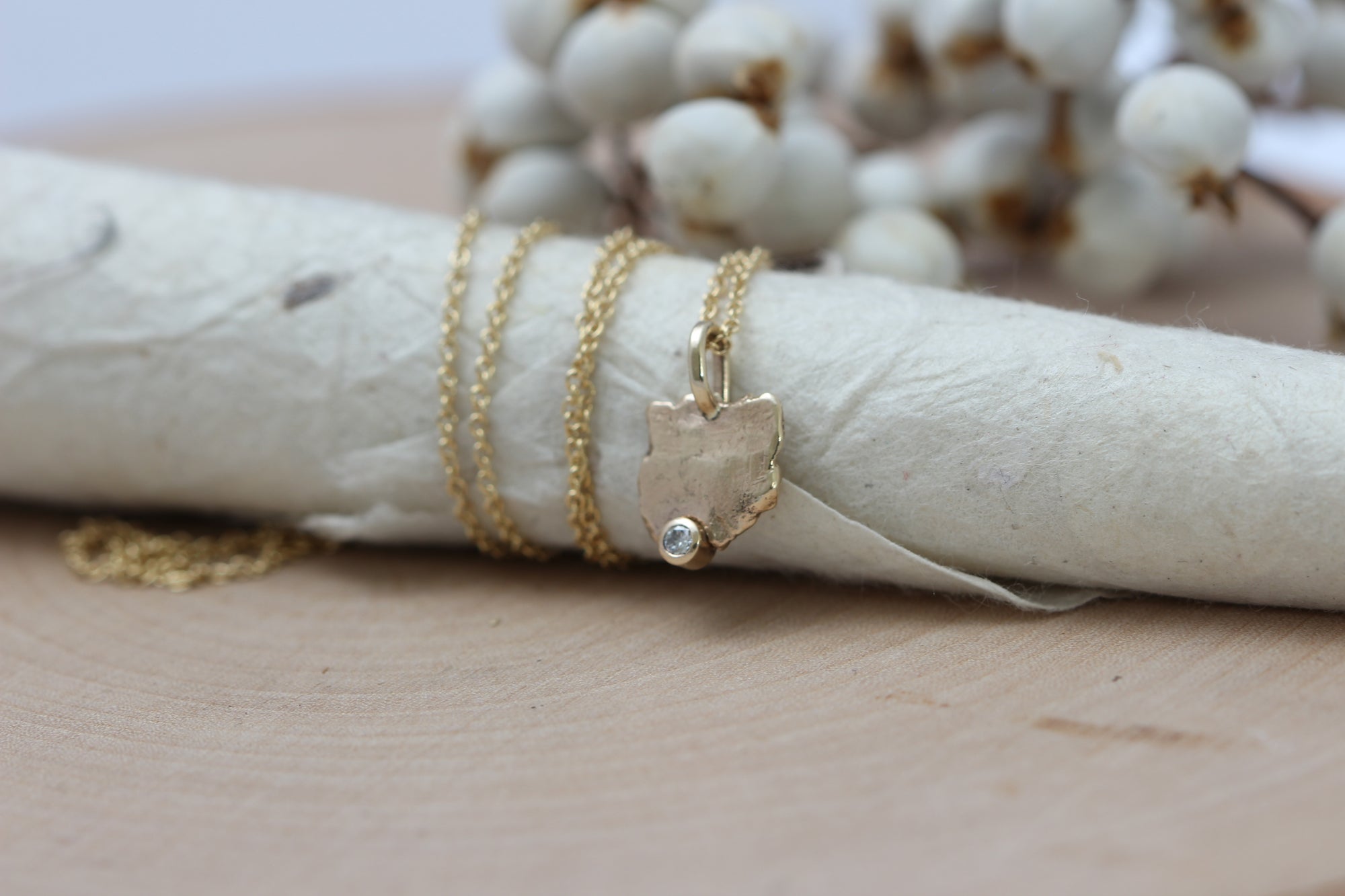 Gold Nugget + Diamond Necklace