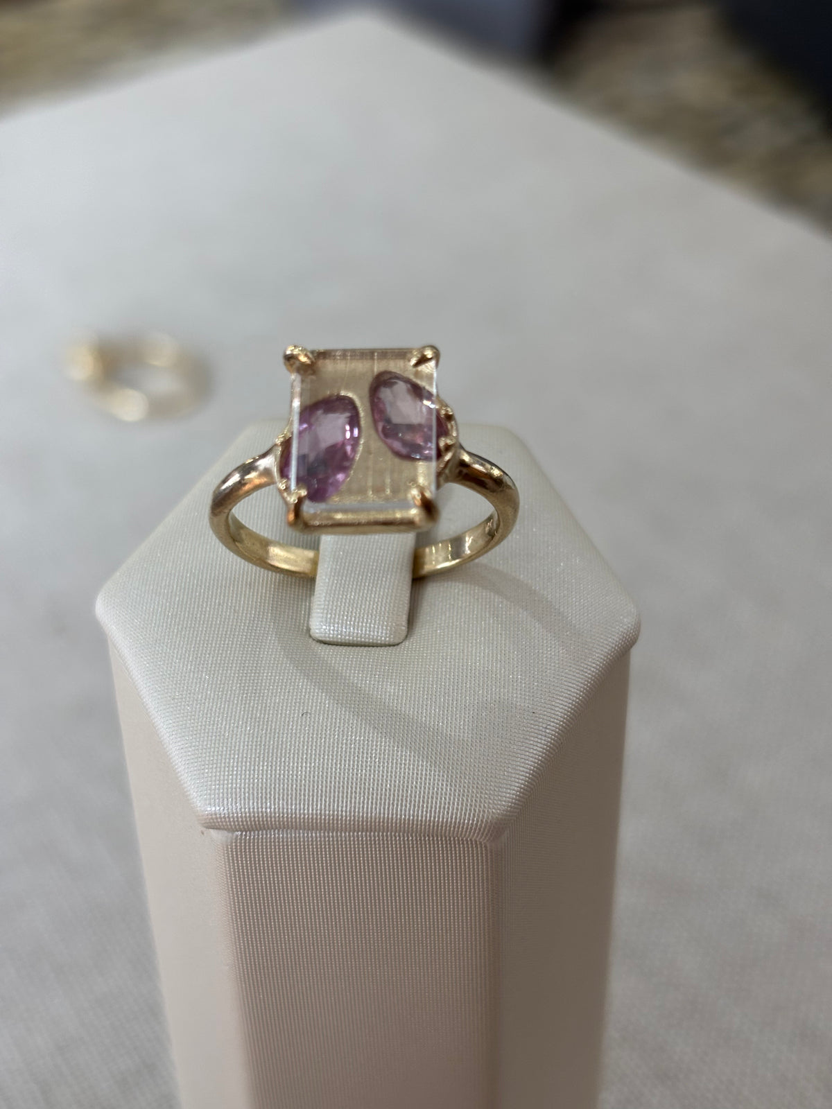 Pink Sapphire + Rock Crystal Ring