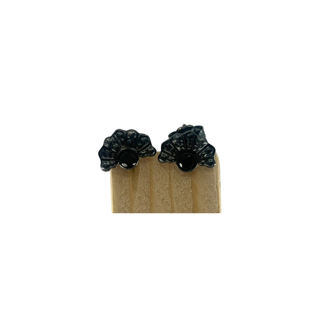 Mini Natalia Edged Studs + Black Spinel
