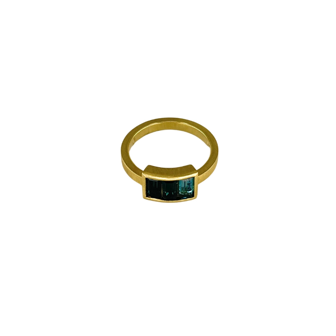 Blue Tourmaline + Gold Ring