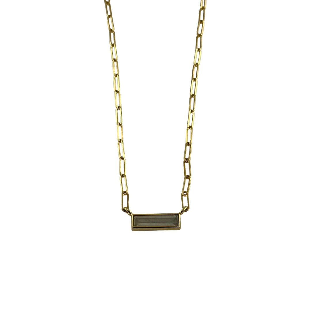Moonstone + Gold Baguette Necklace