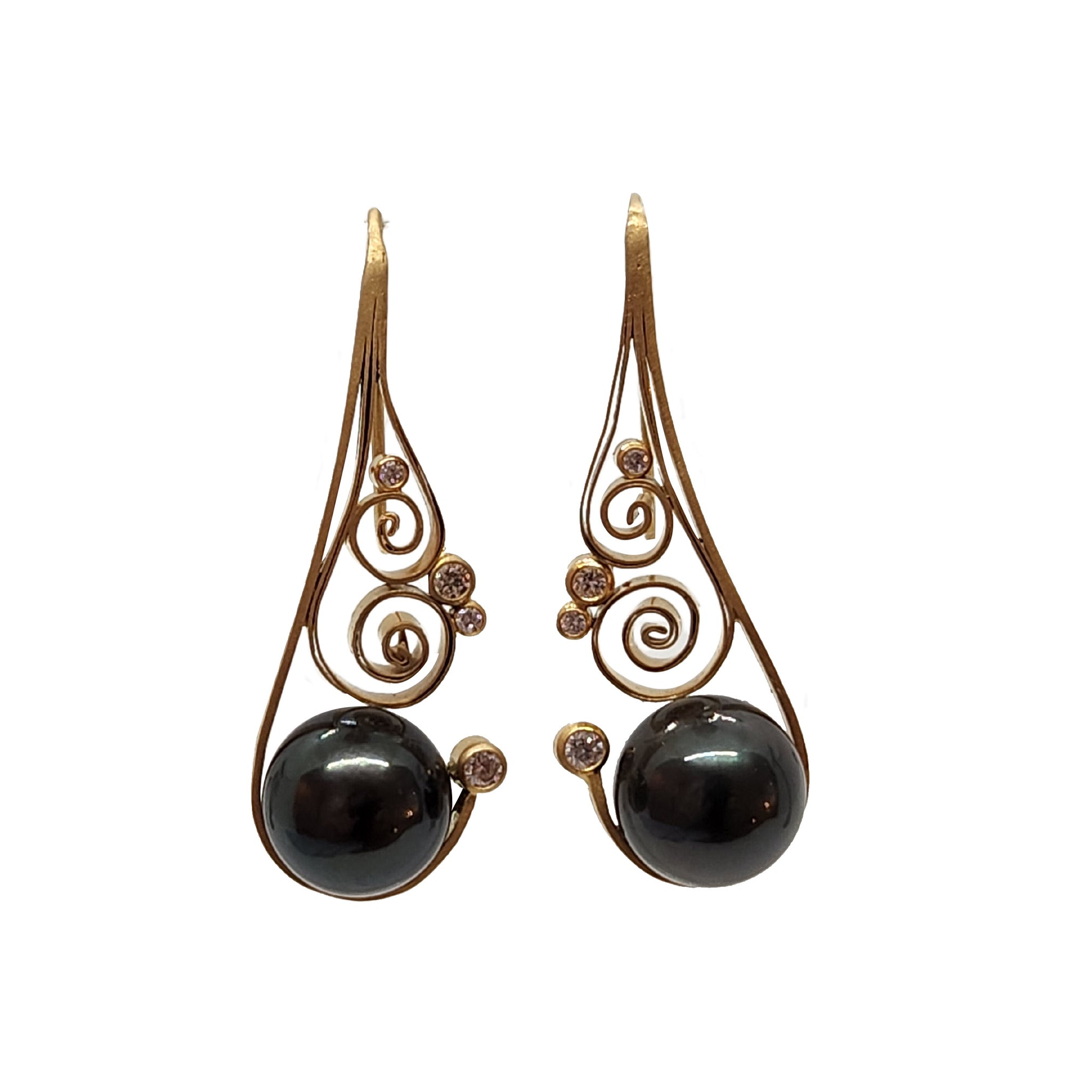 Tahitian Pearl + Gold Earrings