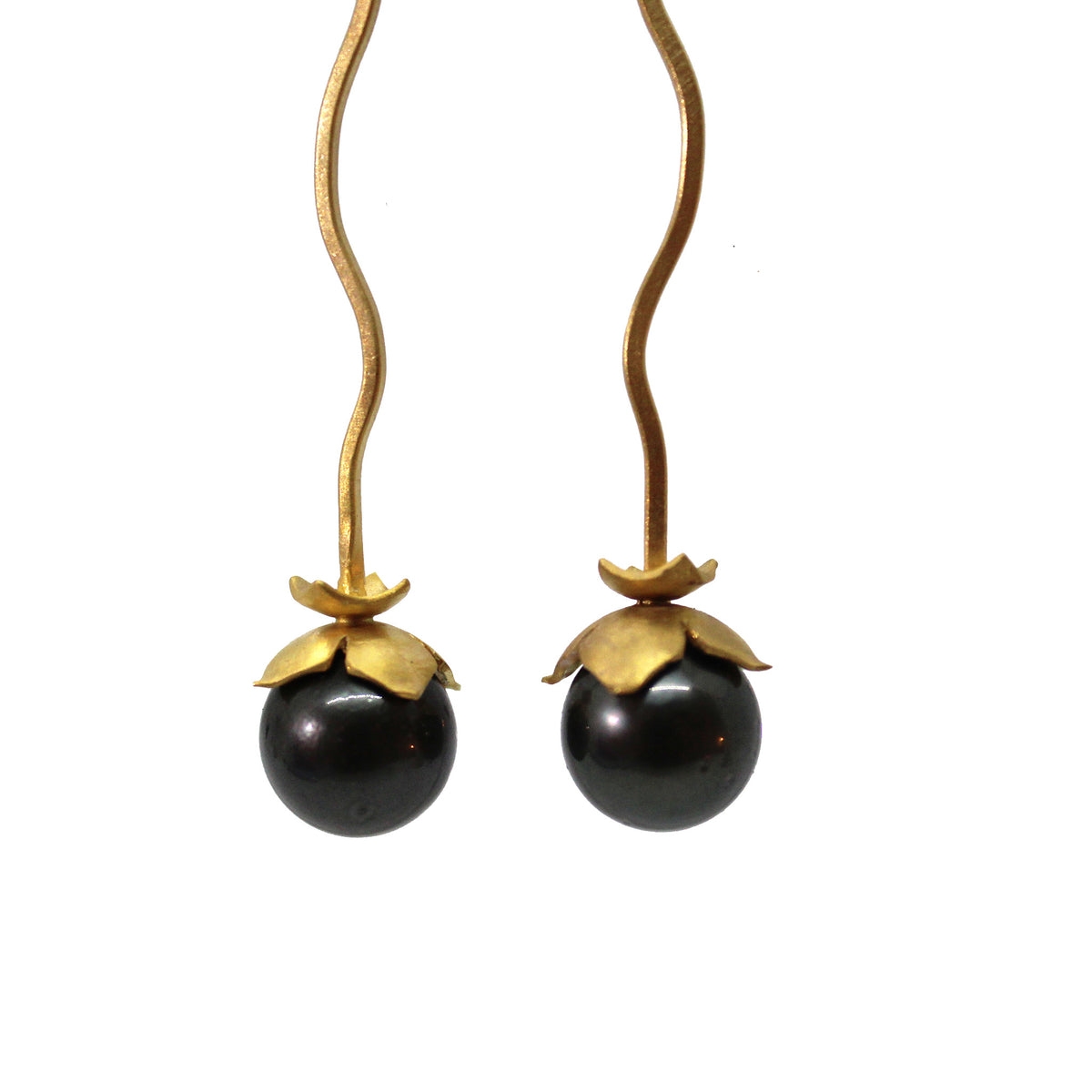 Tahitian Pearl + Vine Earrings