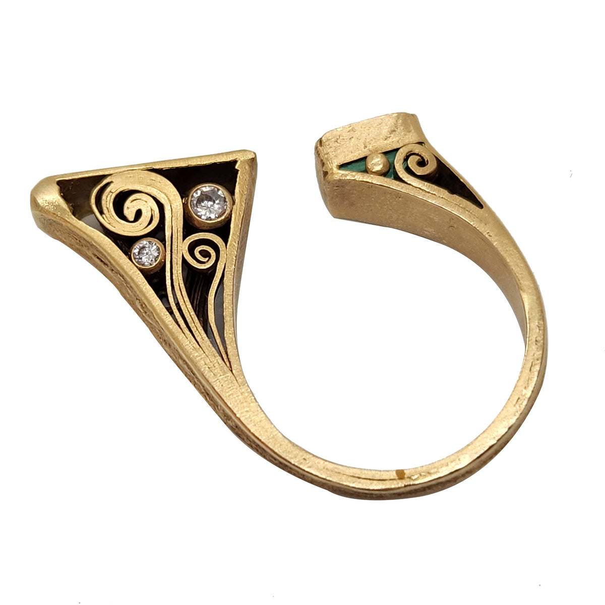 Emerald + Diamond Open Ring