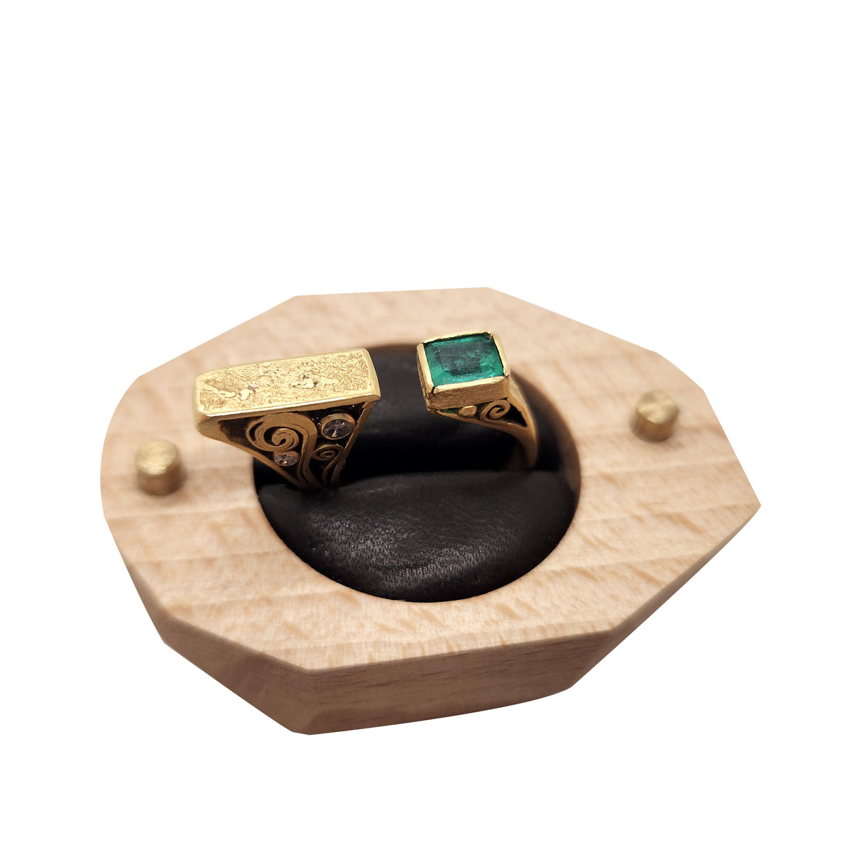 Emerald + Diamond Open Ring