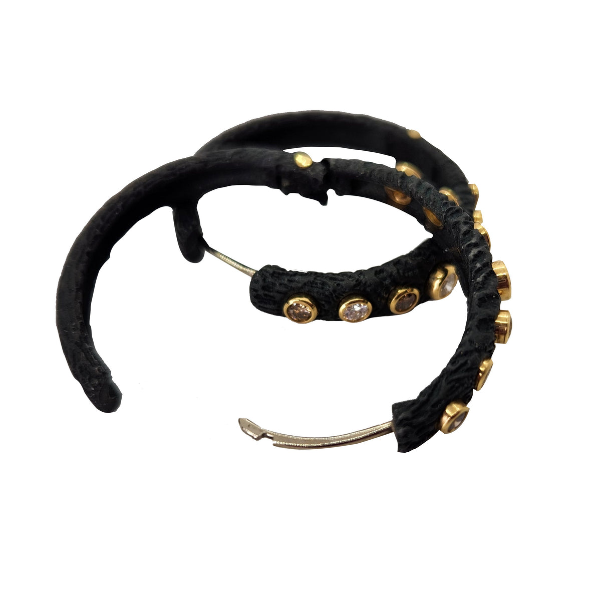 Pebble Bold Hinged + Diamond Hoops