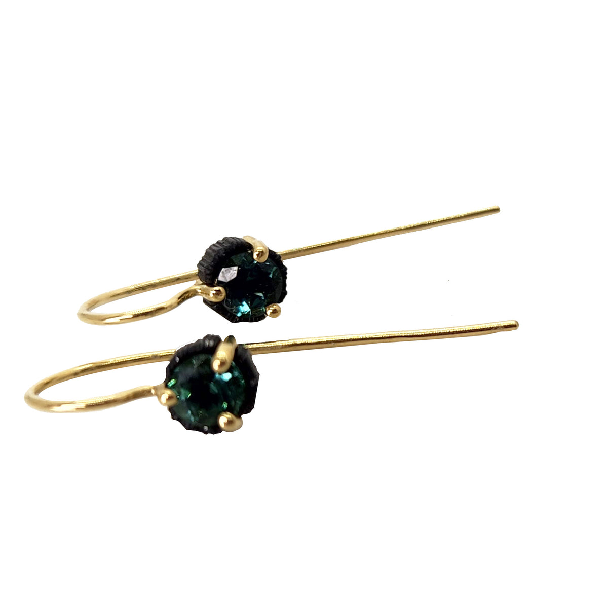 Chroma Long Wire Earrings + Green Tourmaline