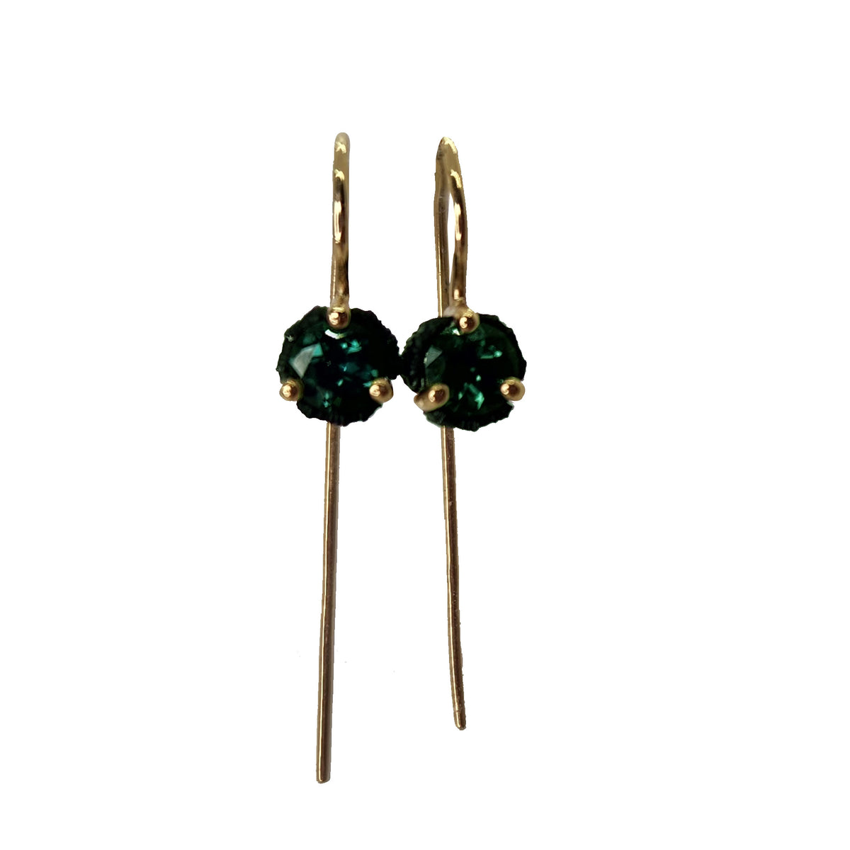 Chroma Long Wire Earrings + Green Tourmaline