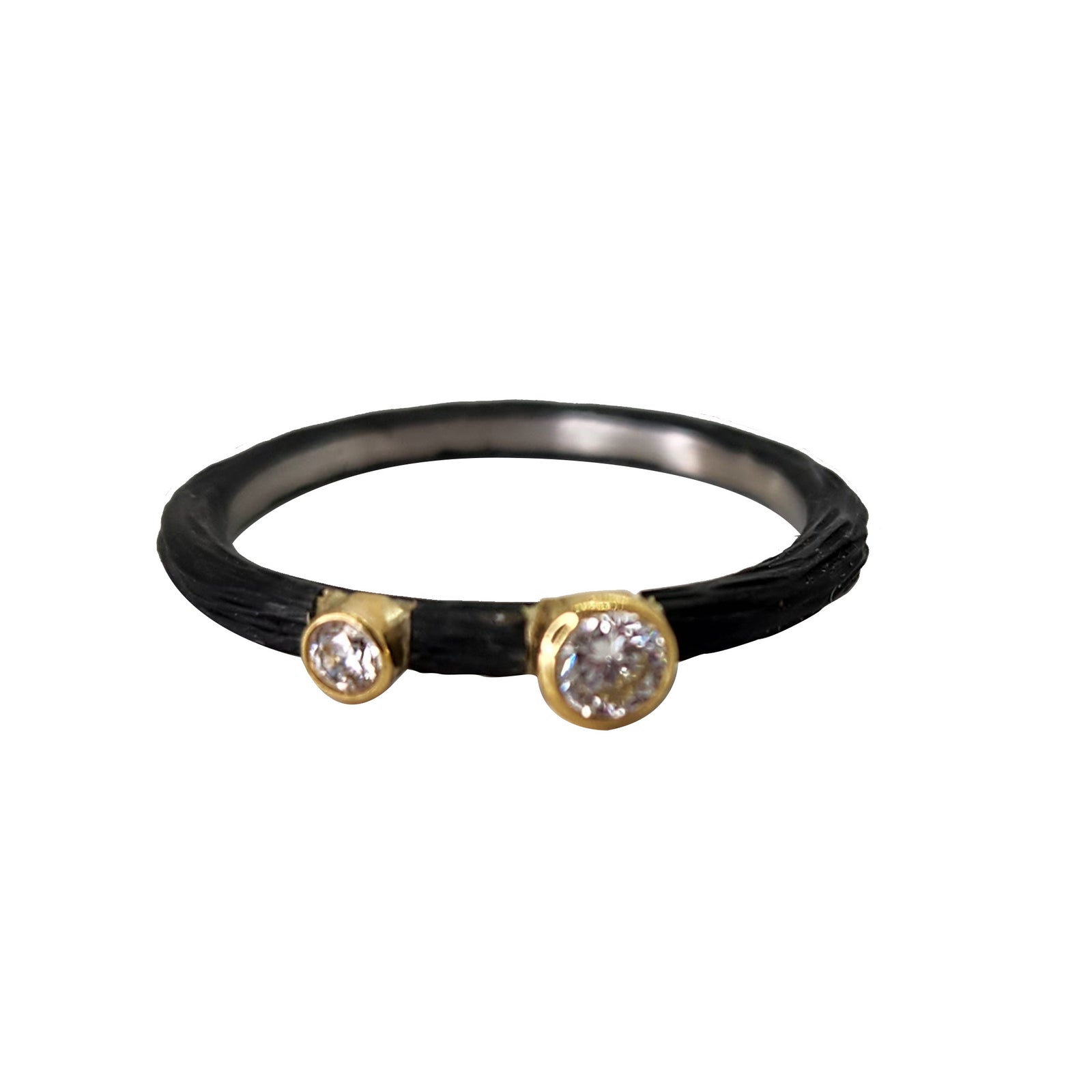 Pebble Stacking Ring + 2 White Diamonds