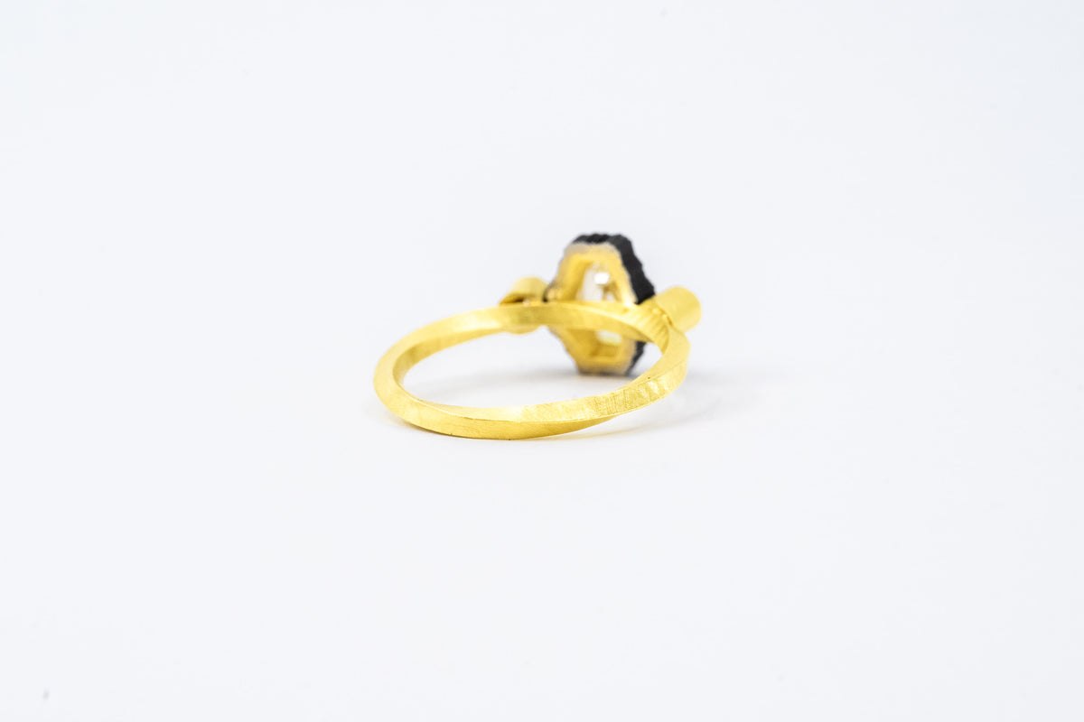 Twisted Band + Lozenge Cut Diamond Ring