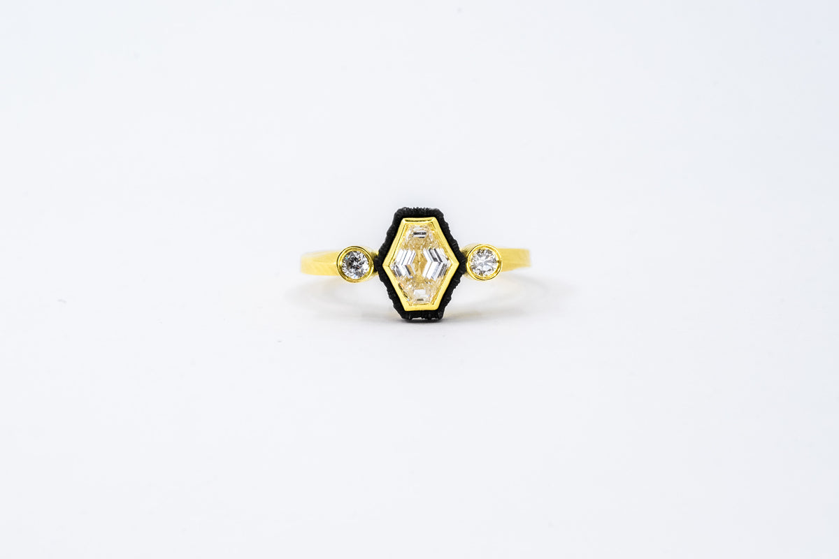 Twisted Band + Lozenge Cut Diamond Ring